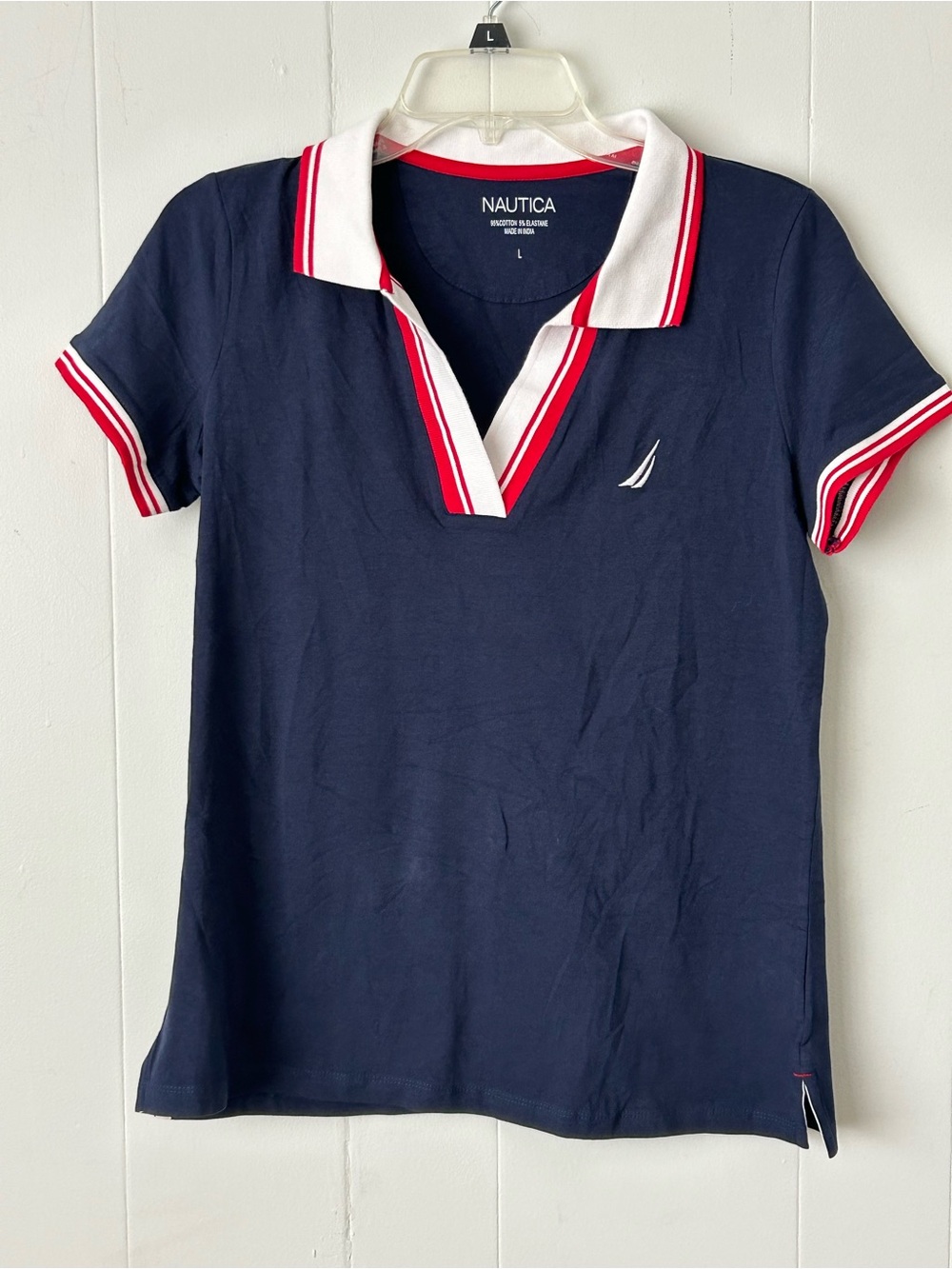 Nautica Navy Polo with White & Red Trim